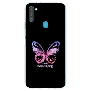 Picasee silikonový průhledný obal pro Samsung Galaxy M11 - Diamanty Purple