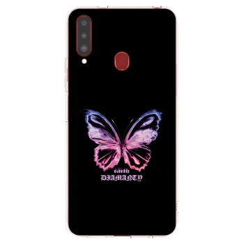 Picasee silikonový průhledný obal pro Samsung Galaxy A20s - Diamanty Purple
