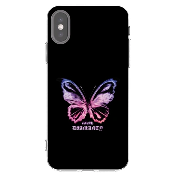 Picasee silikonový průhledný obal pro Apple iPhone X/XS - Diamanty Purple