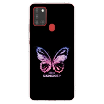 Picasee silikonový průhledný obal pro Samsung Galaxy A21s - Diamanty Purple