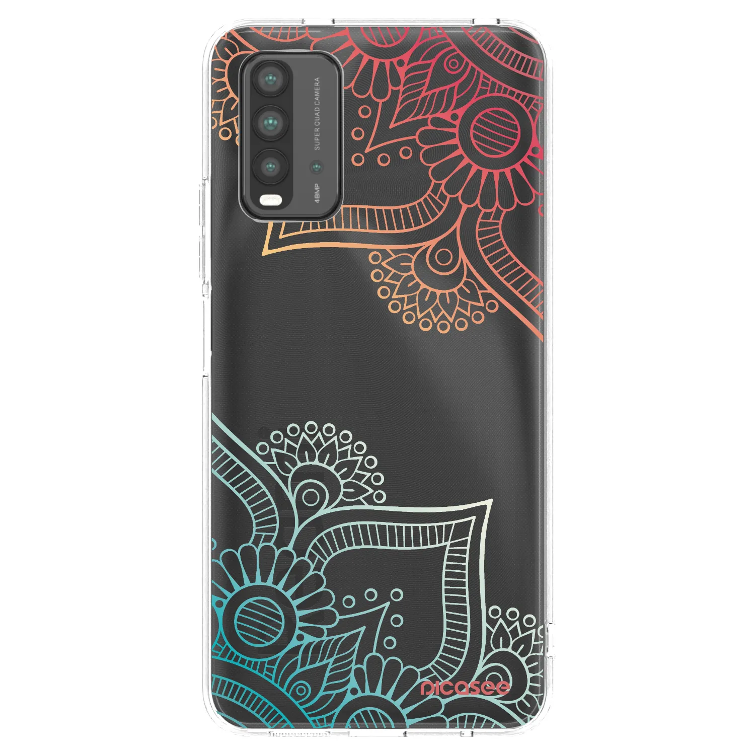 Picasee silikonový černý obal pro Xiaomi Redmi 9T - Květinový vzor