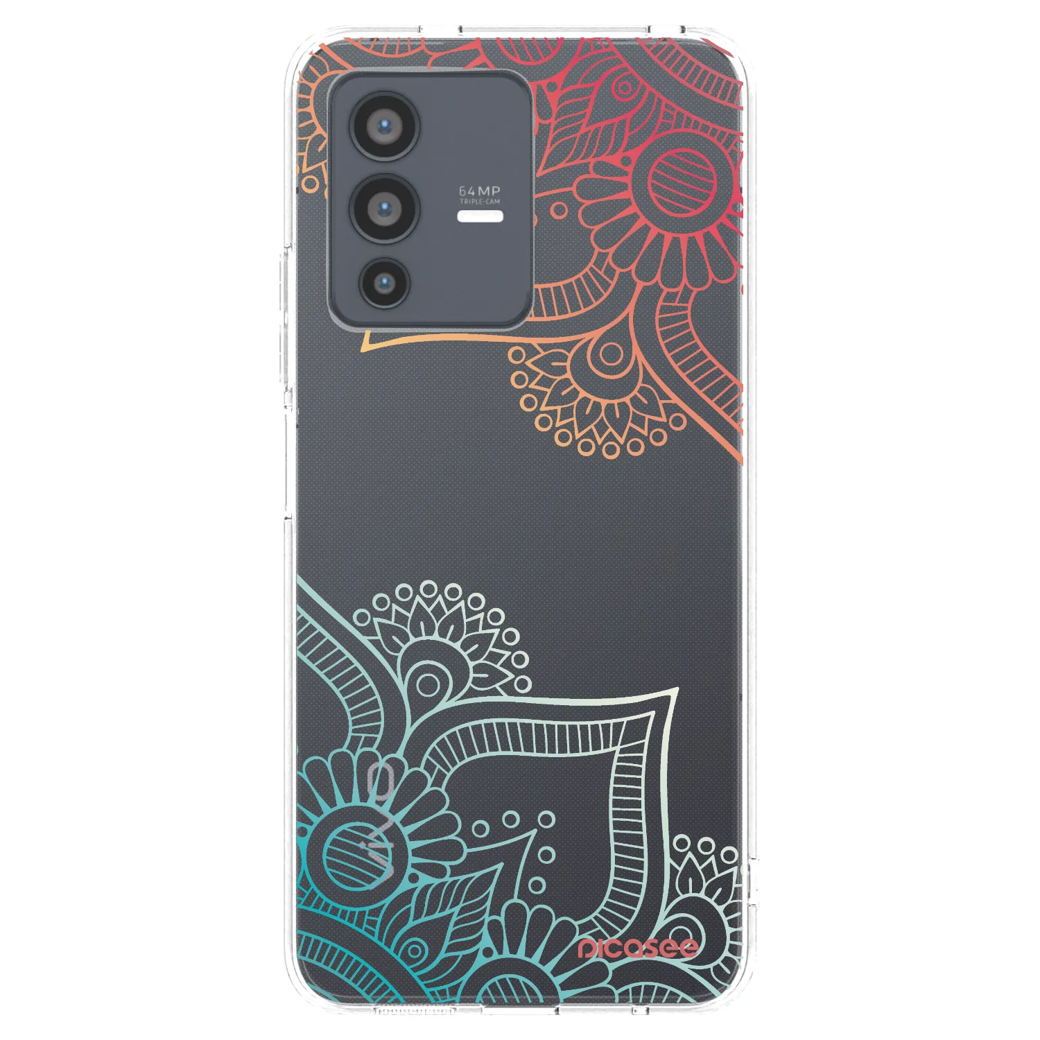 Picasee silikonový průhledný obal pro Vivo V23 5G - Květinový vzor