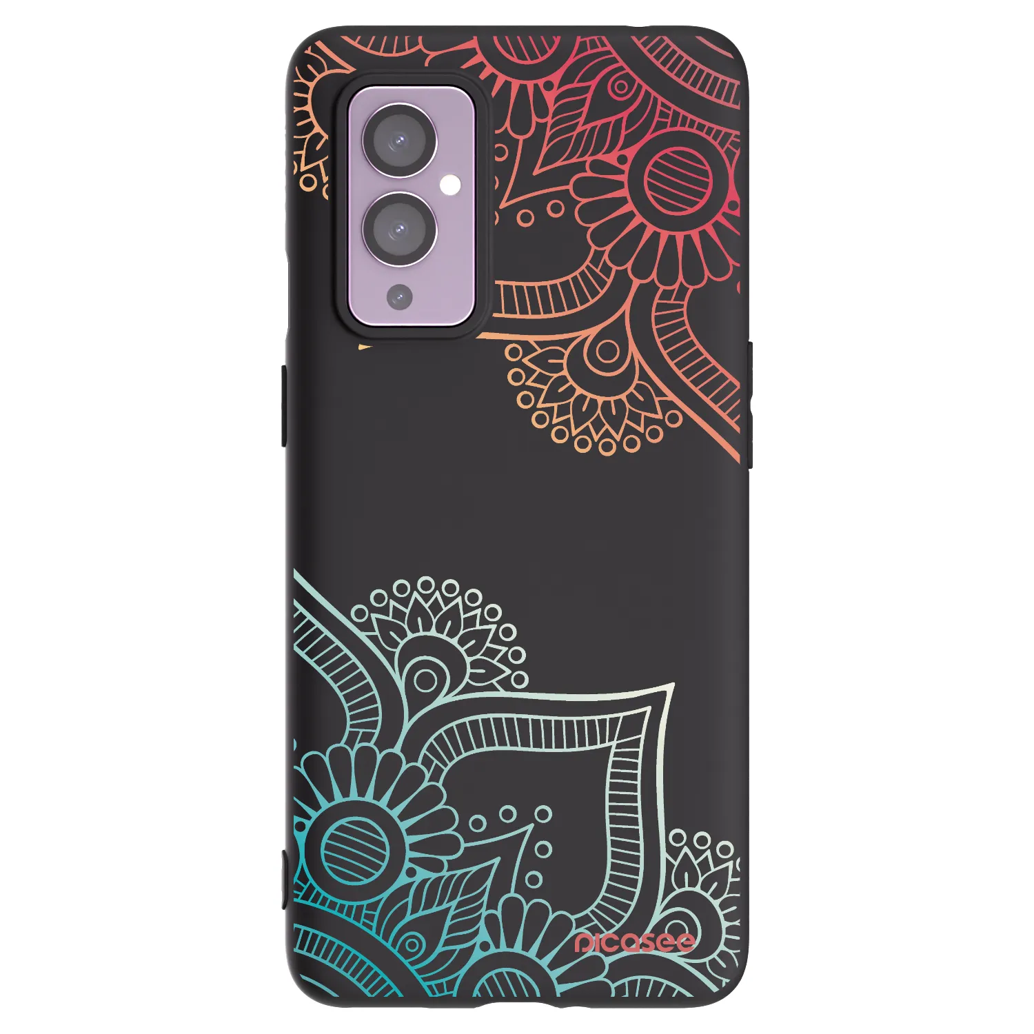 Picasee silikonový černý obal pro OnePlus 9 - Květinový vzor