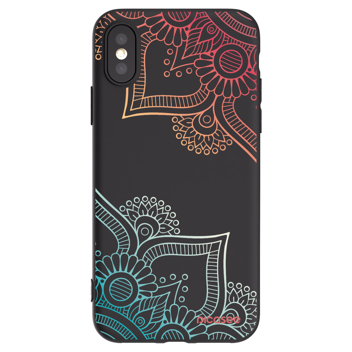 Picasee silikonový černý obal pro Apple iPhone X/XS - Květinový vzor
