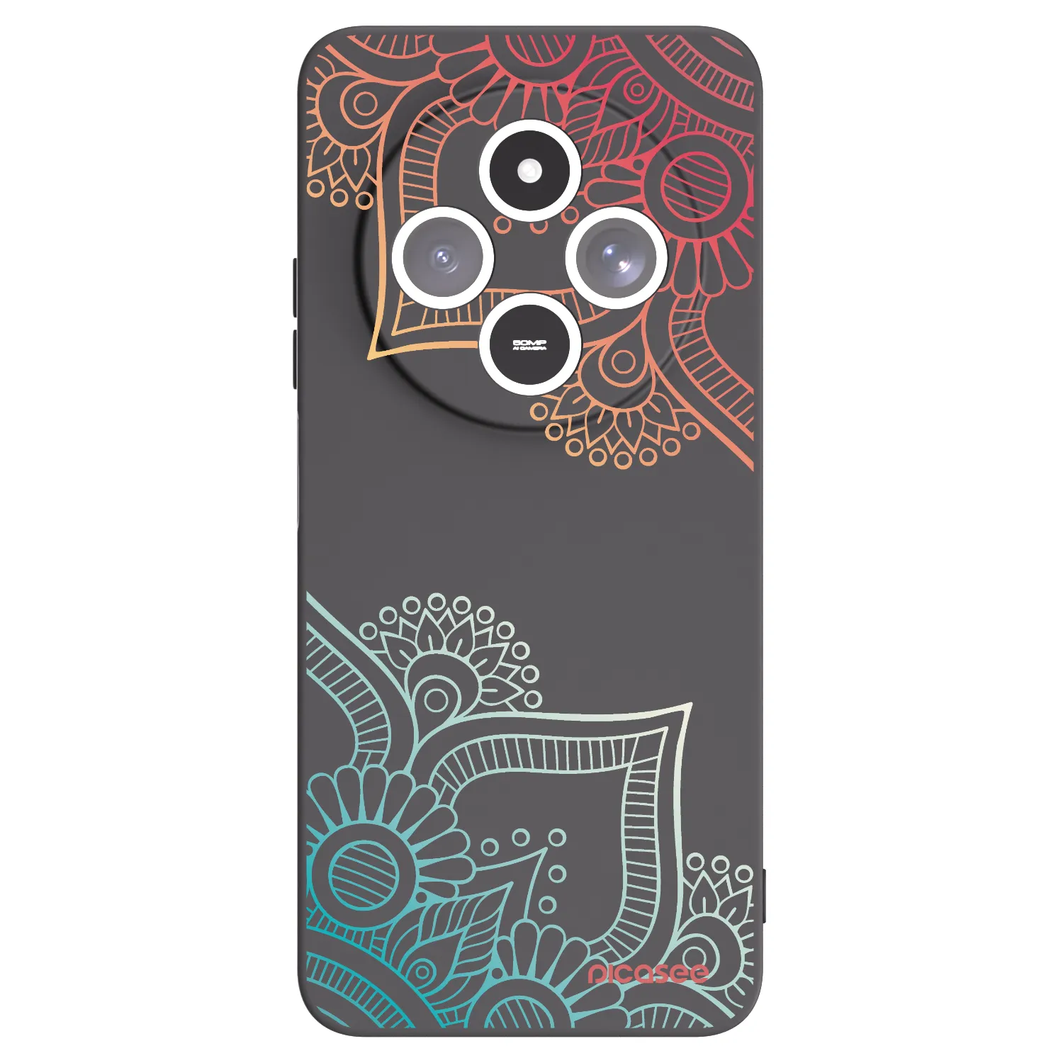 Picasee silikonový černý obal pro Xiaomi Redmi 14C - Květinový vzor
