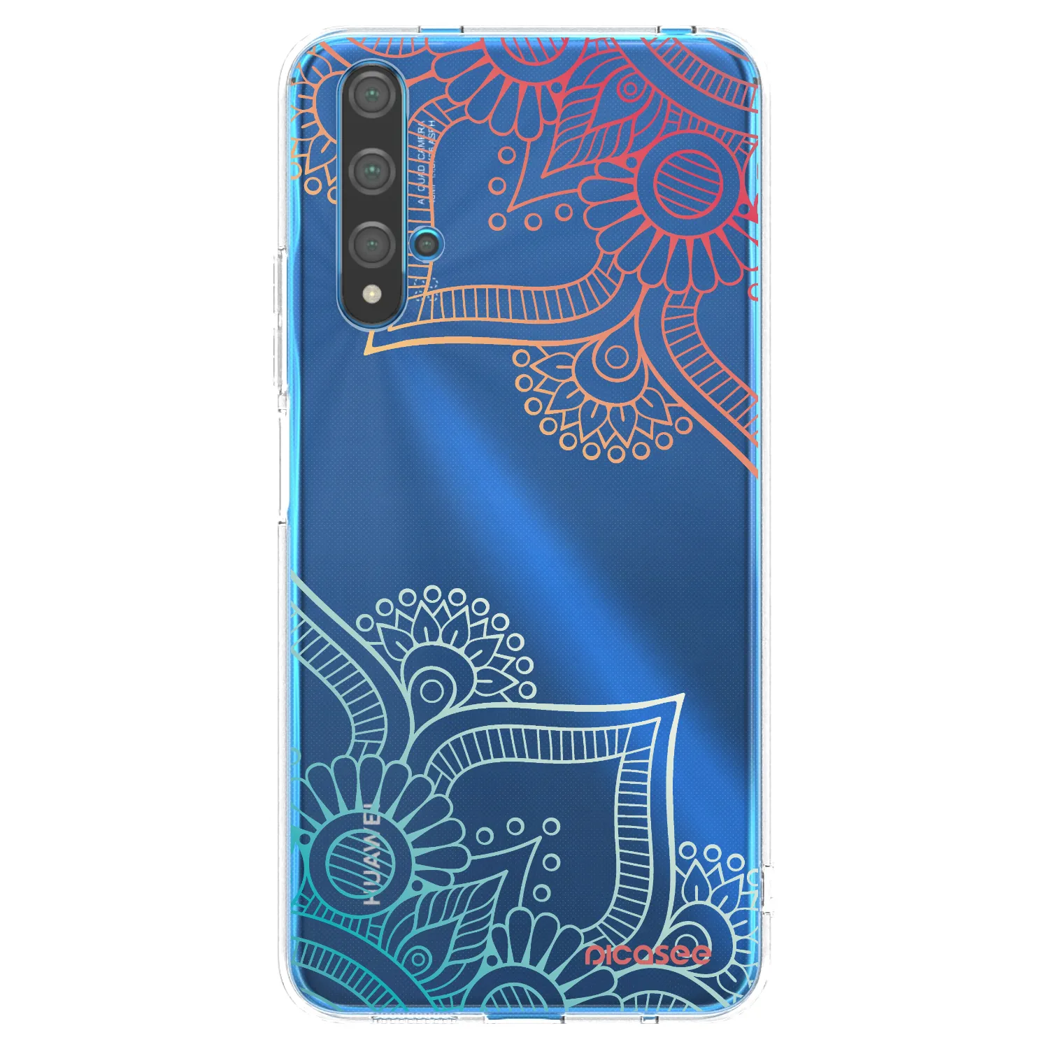 Picasee silikonový průhledný obal pro Huawei Nova 5T - Květinový vzor