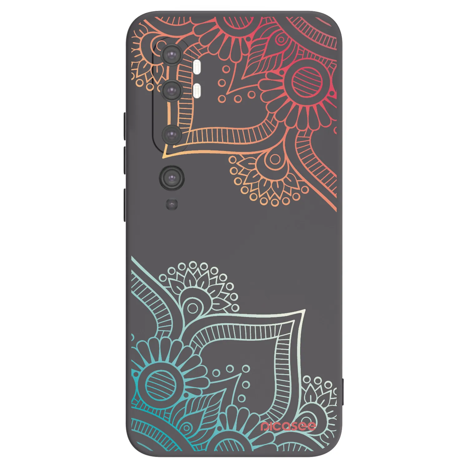 Picasee silikonový černý obal pro Xiaomi Mi Note 10 (Pro) - Květinový vzor