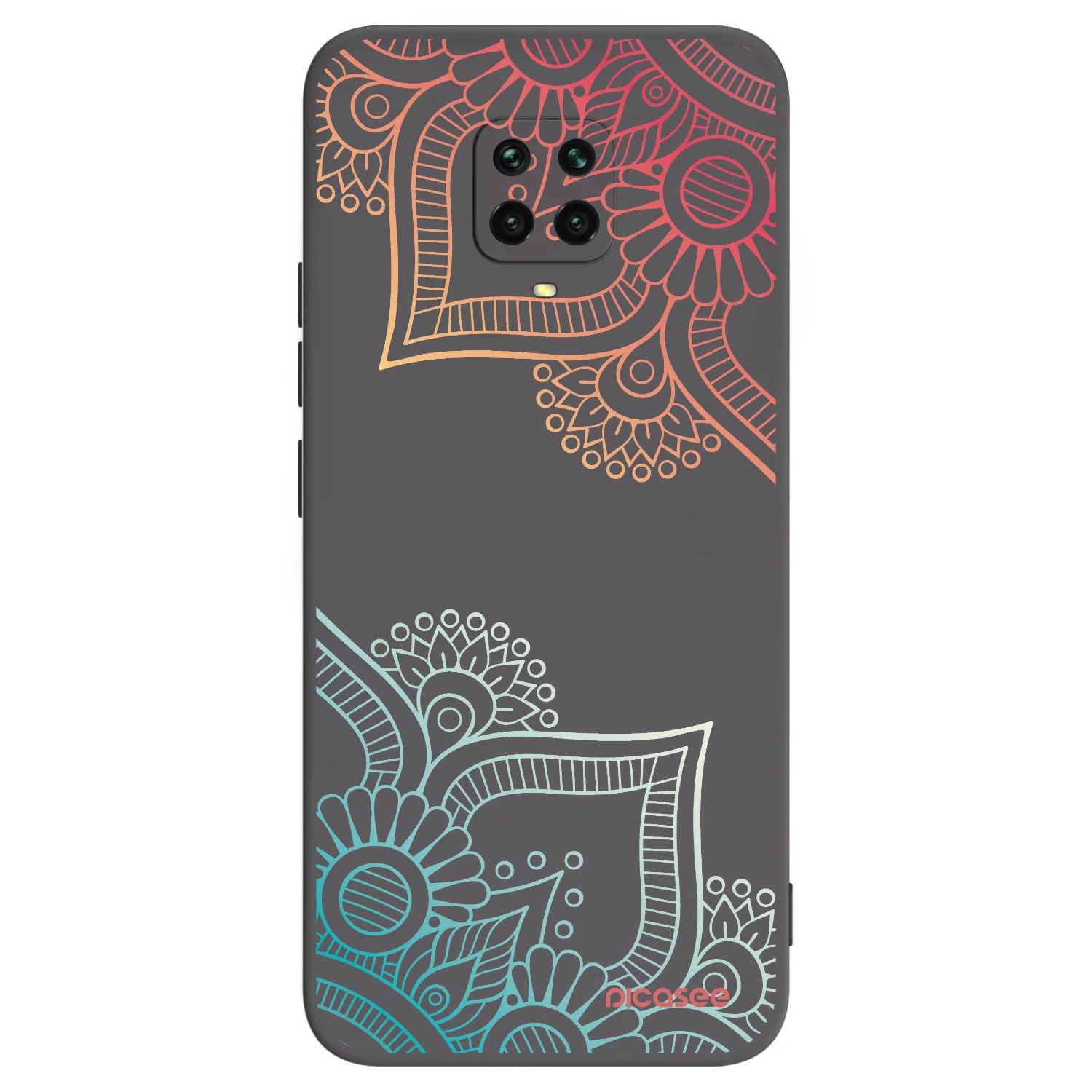 Picasee silikonový černý obal pro Xiaomi Redmi Note 9 Pro - Květinový vzor