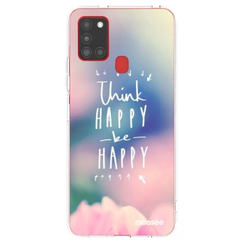 Picasee silikonový průhledný obal pro Samsung Galaxy A21s - Mysli pozitivně!