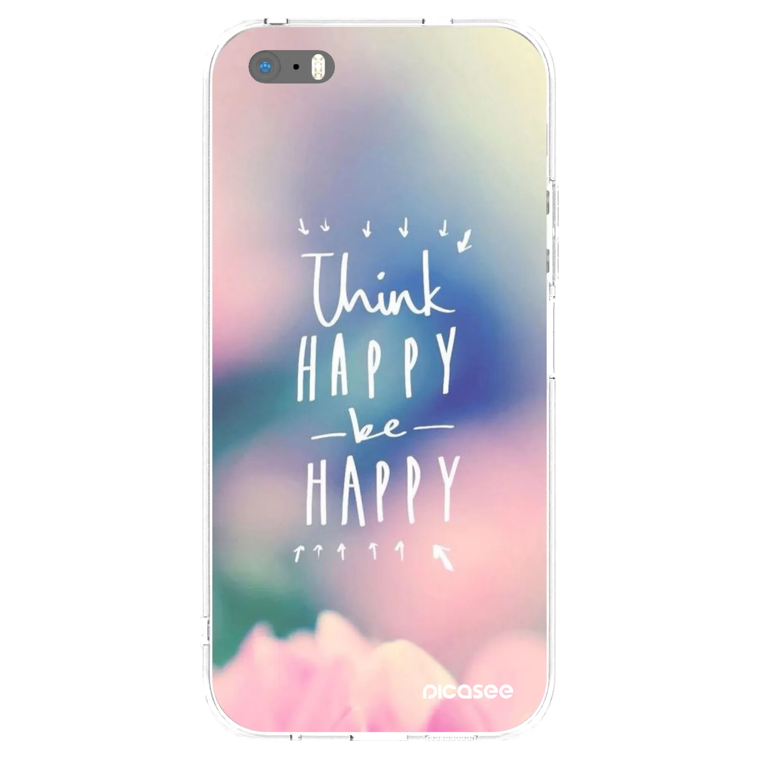 Picasee silikonový průhledný obal pro Apple iPhone 5/5S/SE - Mysli pozitivně!