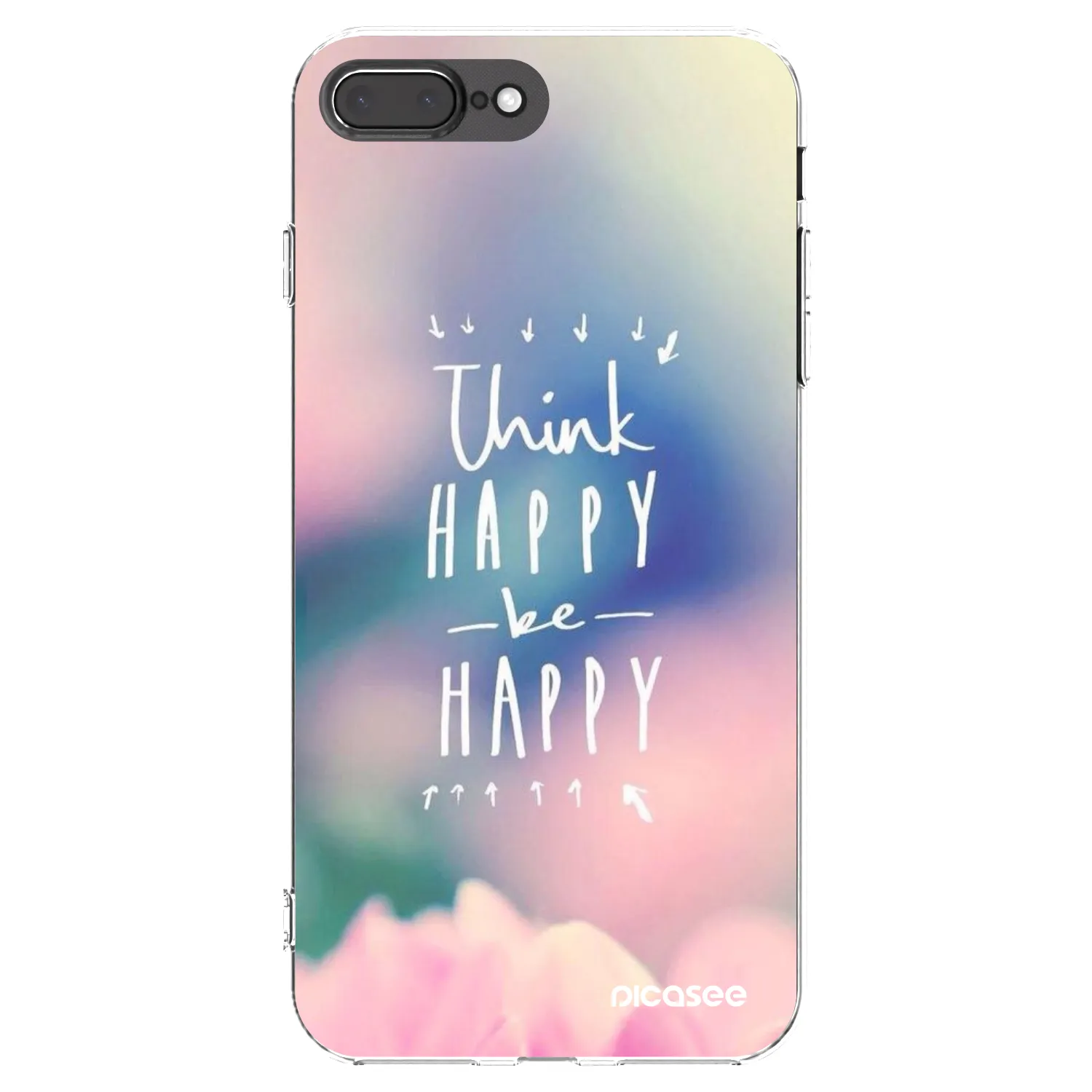 Picasee silikonový průhledný obal pro Apple iPhone 8 Plus - Mysli pozitivně!