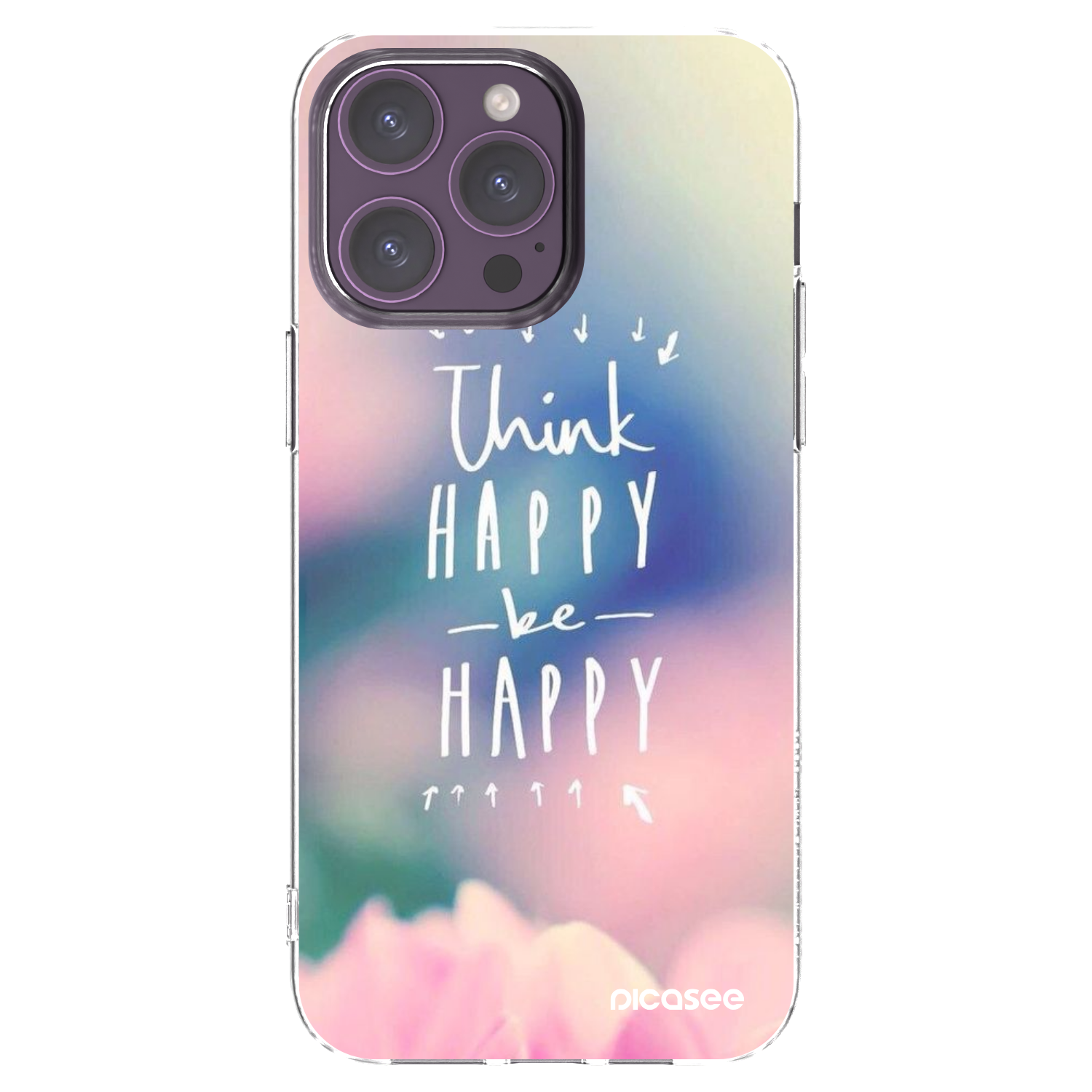 Picasee silikonový průhledný obal pro Apple iPhone 14 Pro Max - Mysli pozitivně!