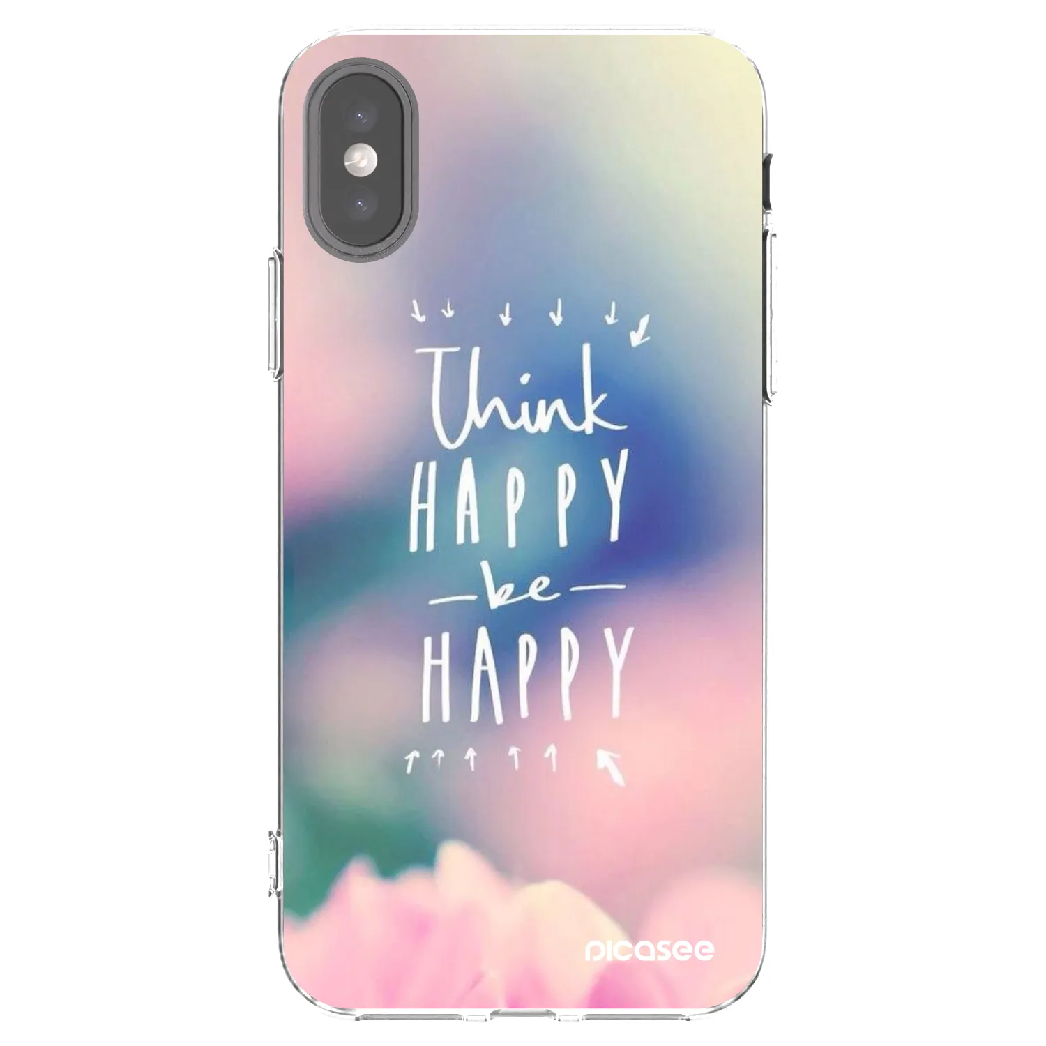 Picasee silikonový průhledný obal pro Apple iPhone X/XS - Mysli pozitivně!