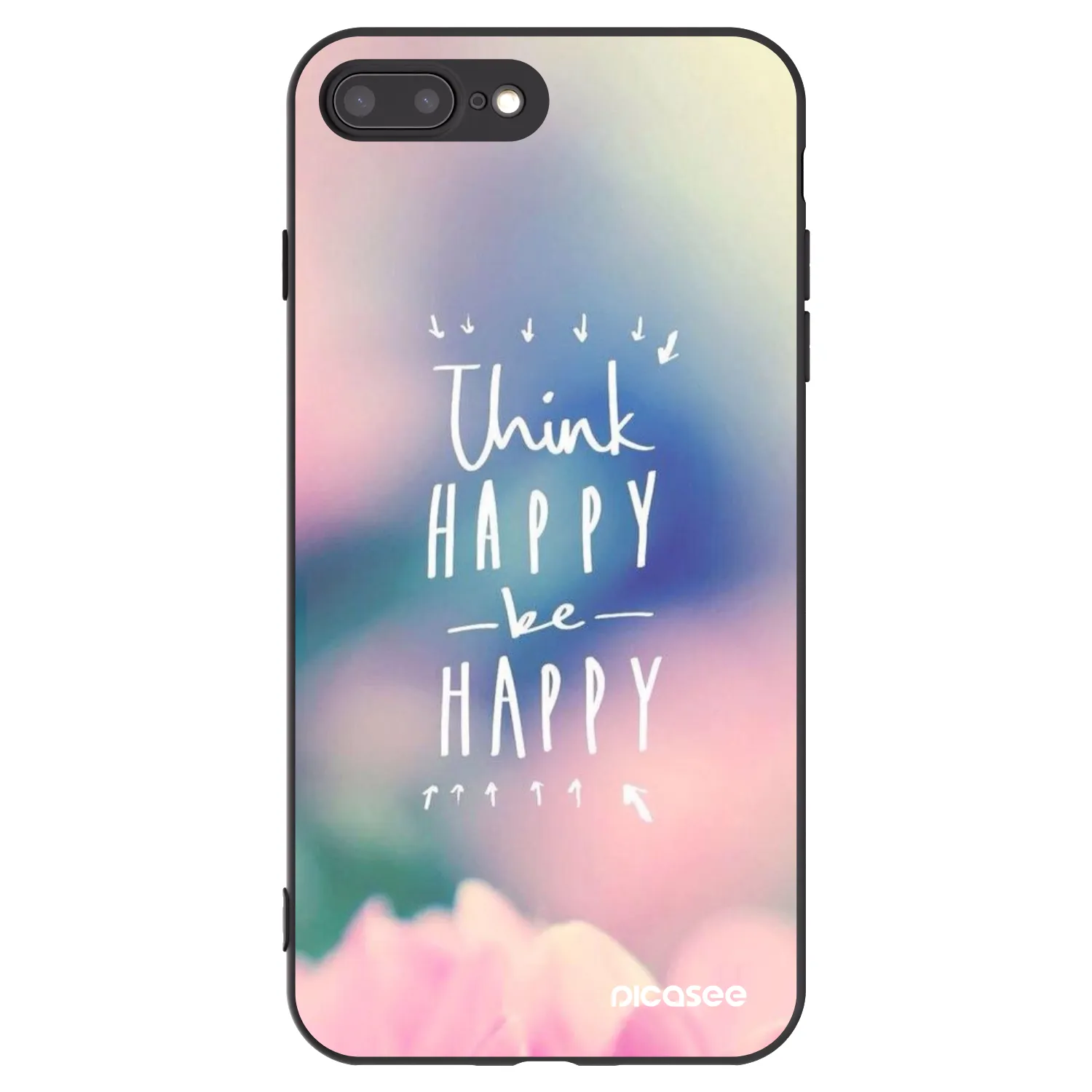 Picasee silikonový černý obal pro Apple iPhone 8 Plus - Mysli pozitivně!