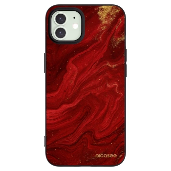 Picasee silikonový černý obal pro Apple iPhone 12 - Červená