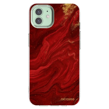 Picasee silikonový průhledný obal pro Apple iPhone 12 - Červená