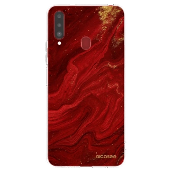 Picasee silikonový průhledný obal pro Samsung Galaxy A20s - Červená