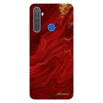 Picasee silikonový průhledný obal pro Realme 5 - Červená