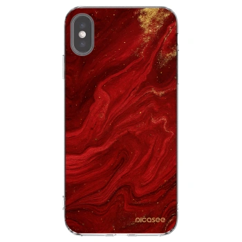 Picasee silikonový průhledný obal pro Apple iPhone XS Max - Červená