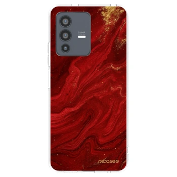 Picasee silikonový průhledný obal pro Vivo V23 5G - Červená