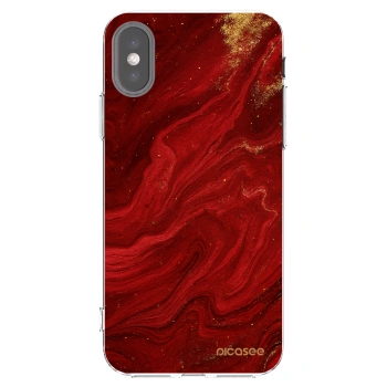 Picasee silikonový průhledný obal pro Apple iPhone X/XS - Červená