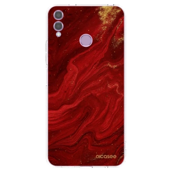 Picasee silikonový průhledný obal pro Honor 8X - Červená