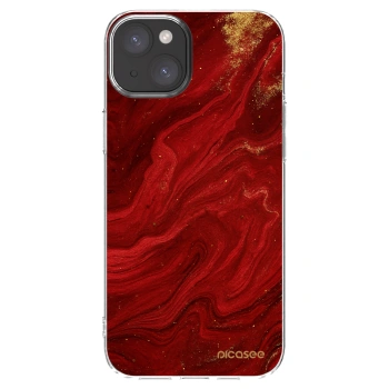Picasee silikonový průhledný obal pro Apple iPhone 15 Plus - Červená