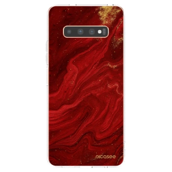 Picasee silikonový průhledný obal pro Samsung Galaxy S10 Plus G975 - Červená