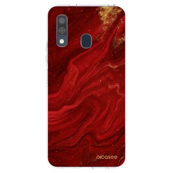Picasee silikonový průhledný obal pro Samsung Galaxy A40 A405F - Červená