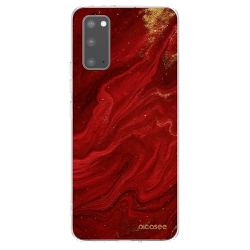 Picasee silikonový průhledný obal pro Samsung Galaxy S20 G980F - Červená