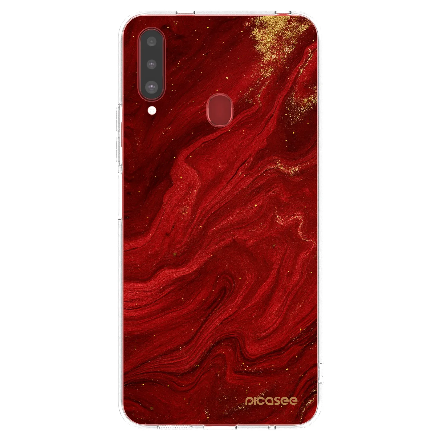 Picasee silikonový průhledný obal pro Samsung Galaxy A20s - Červená