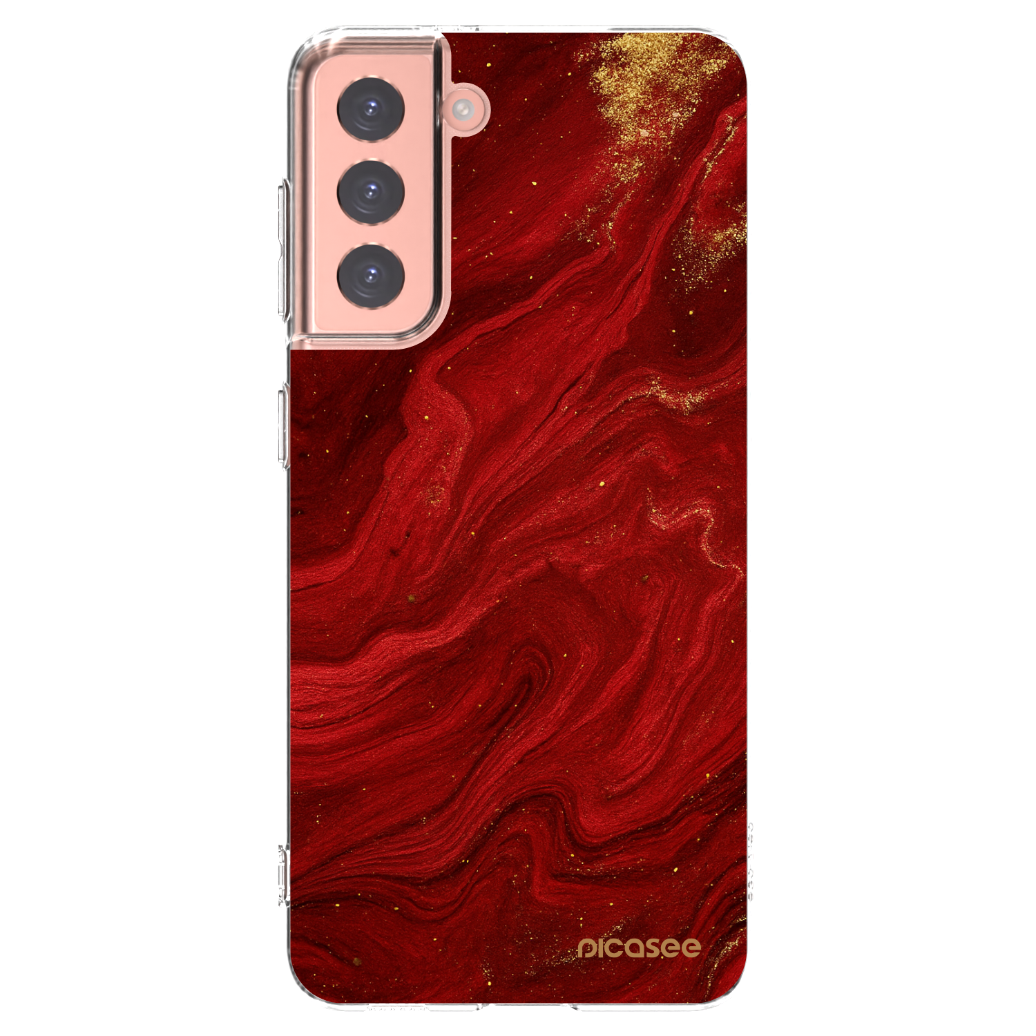 Picasee silikonový průhledný obal pro Samsung Galaxy S21 5G G991B - Červená