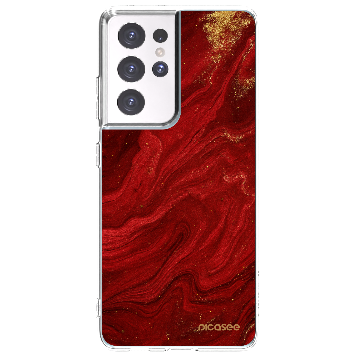 Picasee silikonový průhledný obal pro Samsung Galaxy S21 Ultra 5G G998B - Červená
