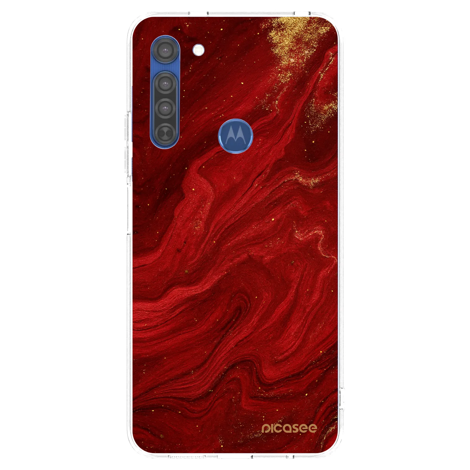 Picasee silikonový průhledný obal pro Motorola Moto G8 - Červená