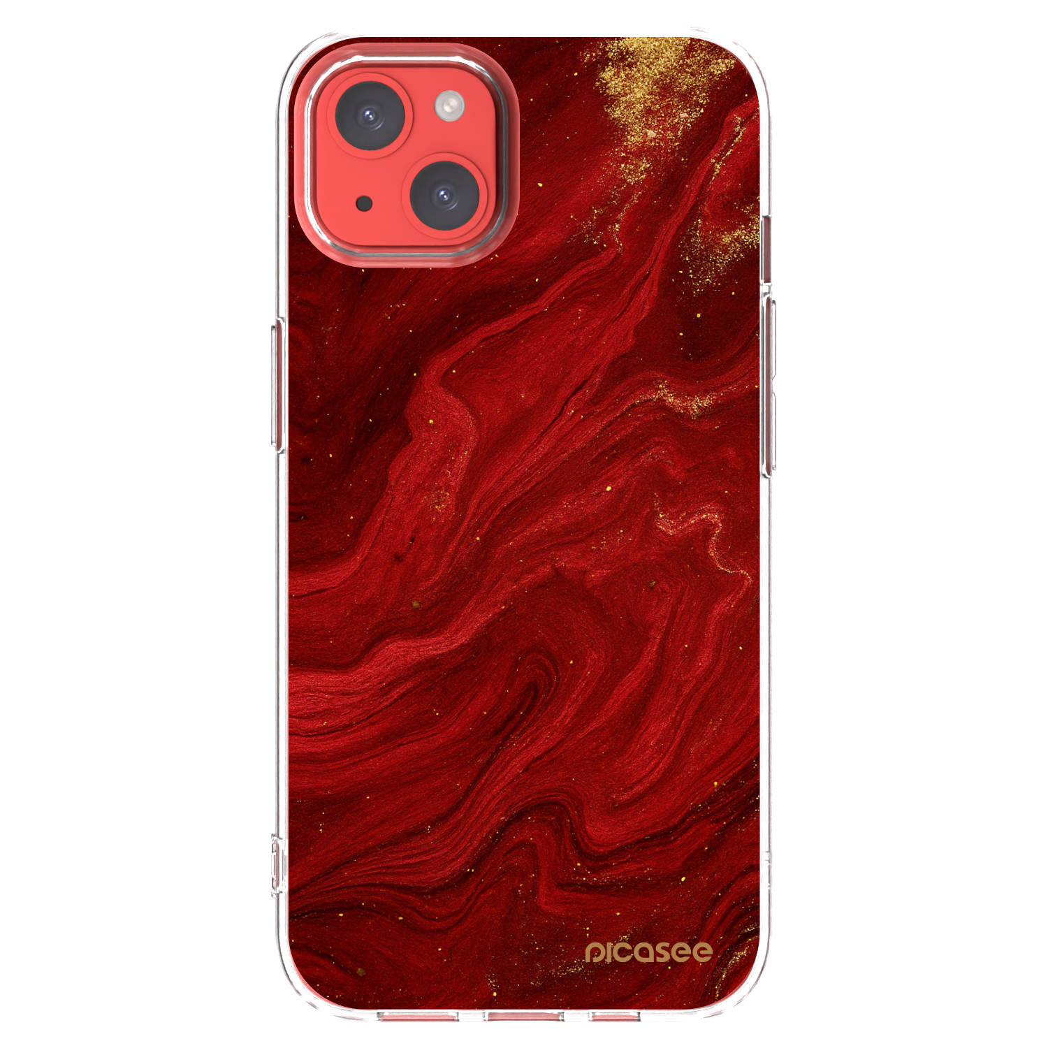 Picasee silikonový průhledný obal pro Apple iPhone 13 - Červená