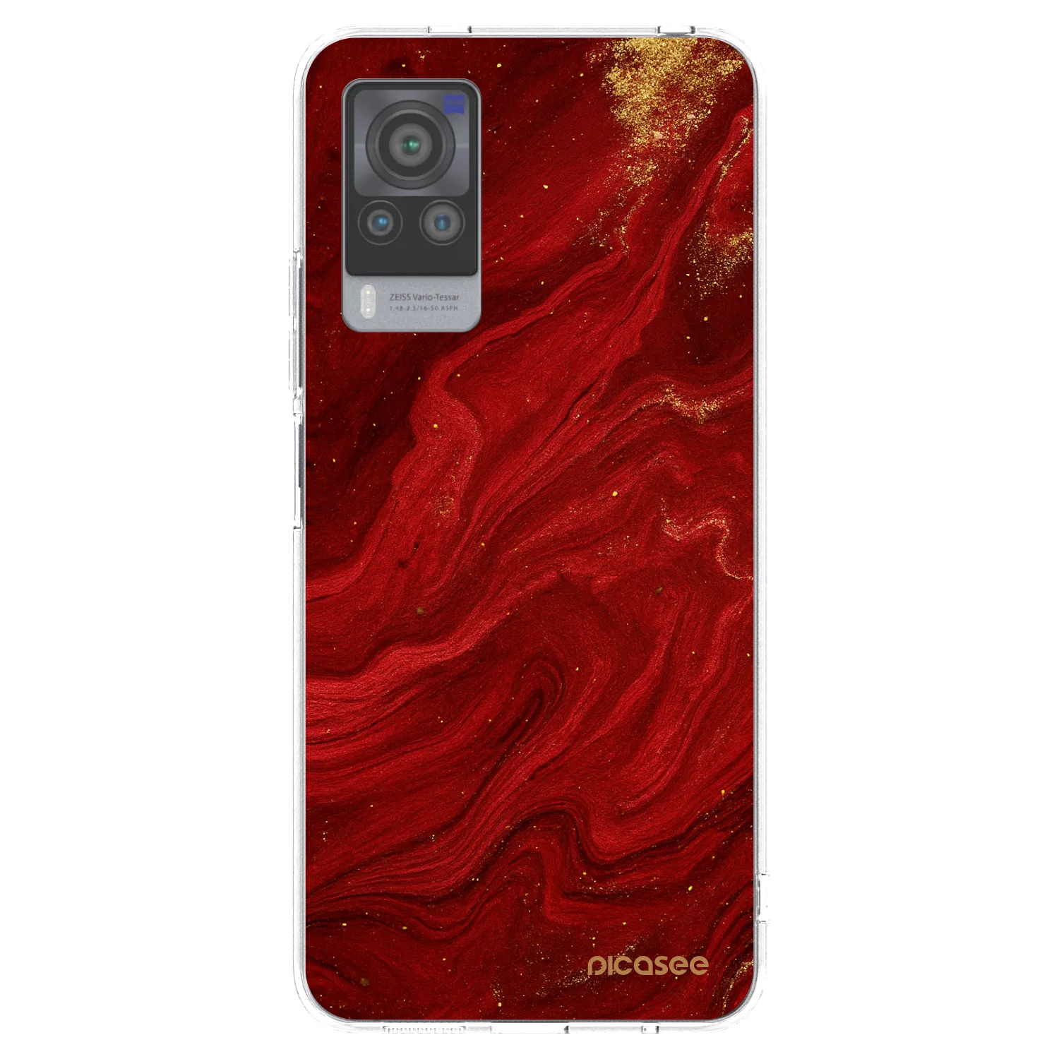 Picasee silikonový průhledný obal pro Vivo X60 Pro 5G - Červená