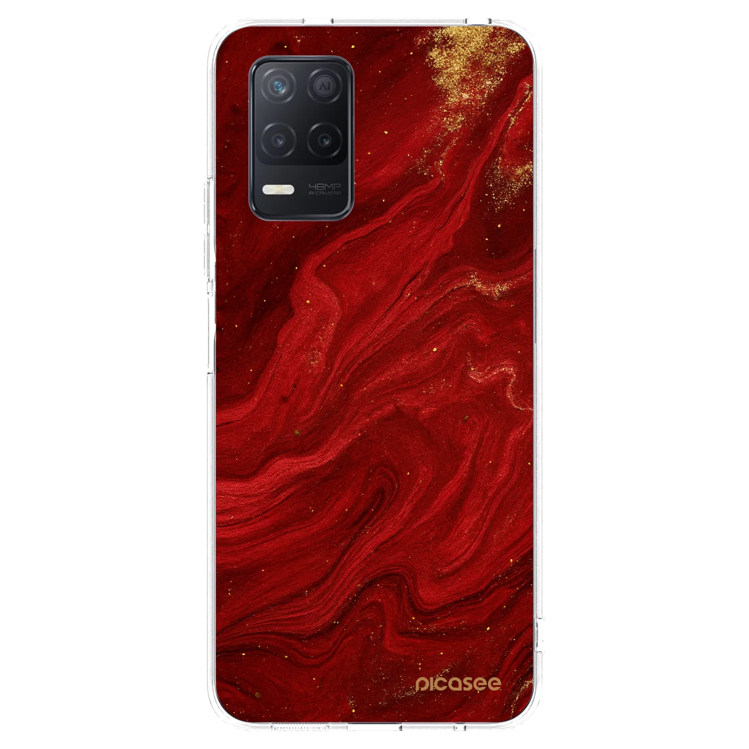 Picasee silikonový průhledný obal pro Realme 8 5G - Červená