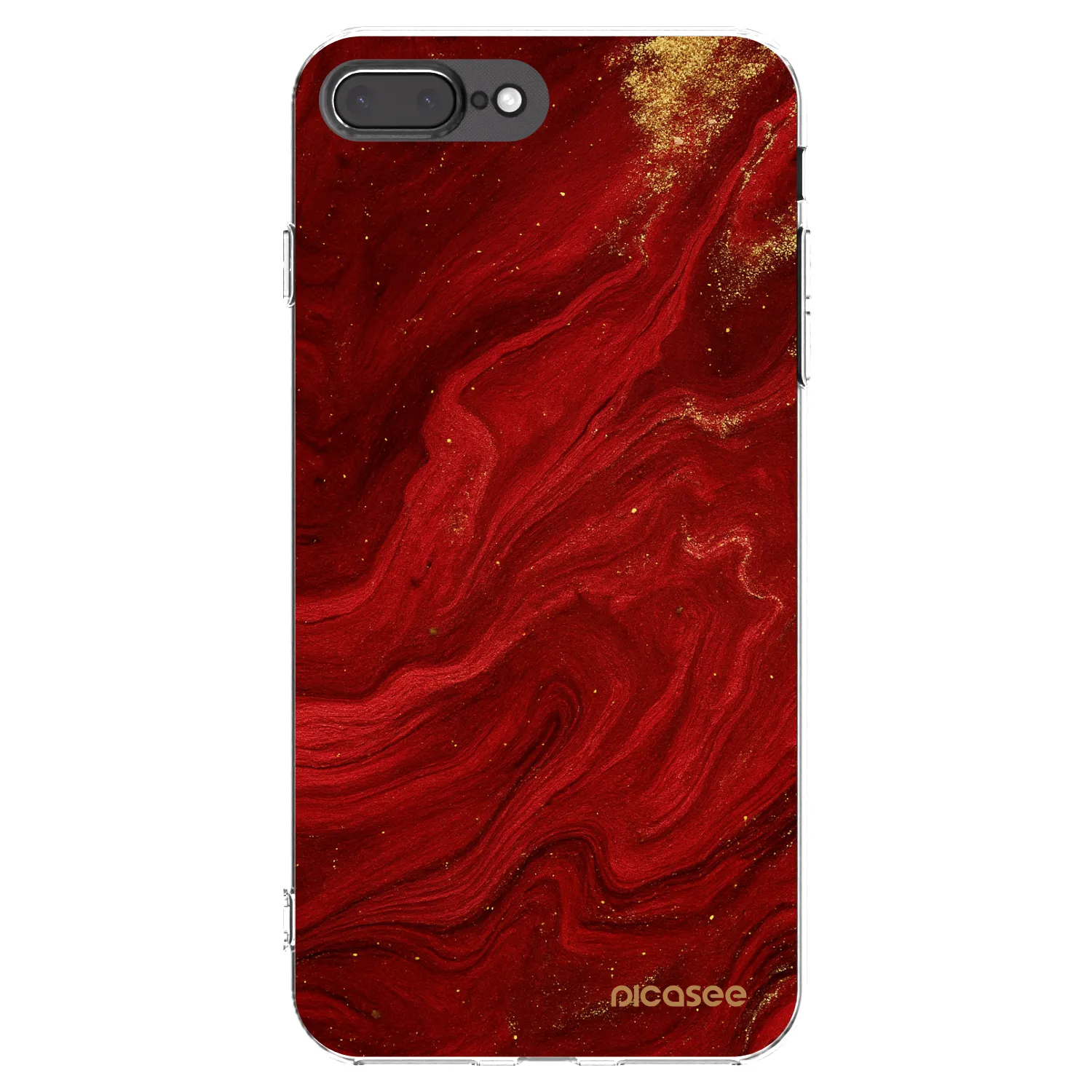 Picasee silikonový průhledný obal pro Apple iPhone 7 Plus - Červená
