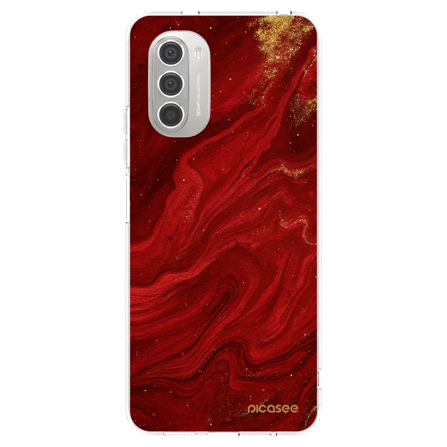 Picasee silikonový průhledný obal pro Motorola Moto G51 - Červená