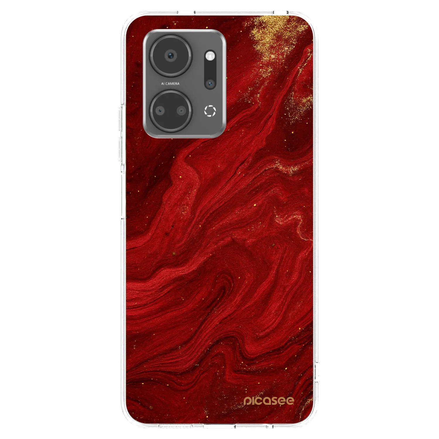 Picasee silikonový průhledný obal pro Honor X7a - Červená