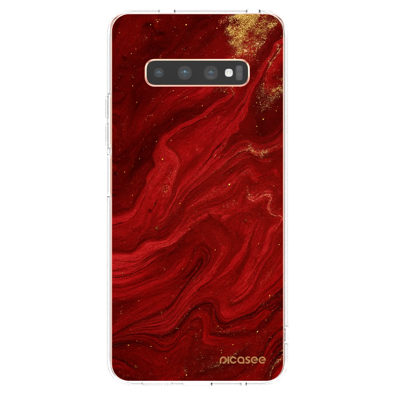 Picasee silikonový průhledný obal pro Samsung Galaxy S10 Plus G975 - Červená