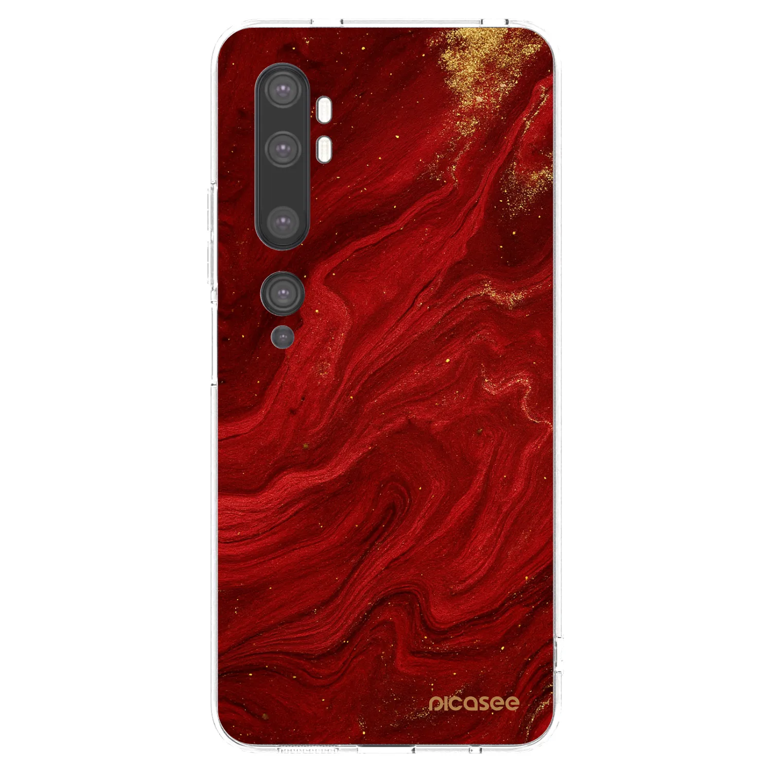 Picasee silikonový průhledný obal pro Xiaomi Mi Note 10 (Pro) - Červená