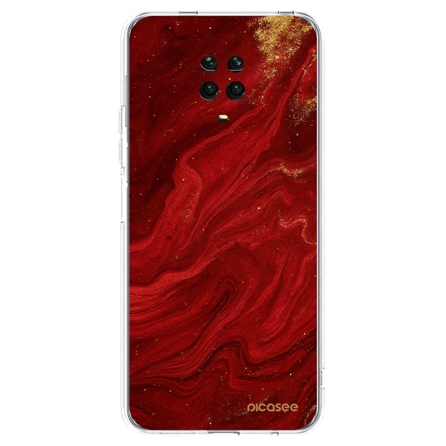 Picasee silikonový průhledný obal pro Xiaomi Redmi Note 9 Pro - Červená