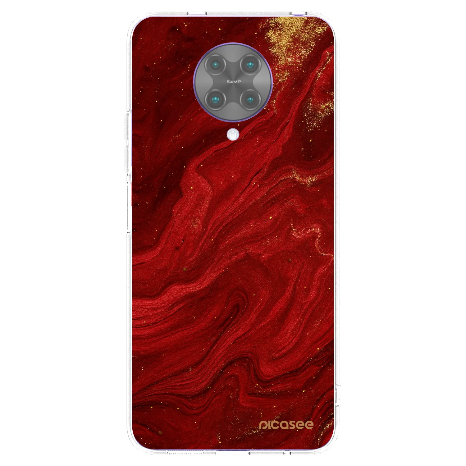 Picasee silikonový průhledný obal pro Xiaomi Poco F2 Pro - Červená