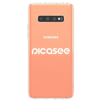 Picasee silikonový průhledný obal pro Samsung Galaxy S10 Plus G975 - Picasee - new logo - white
