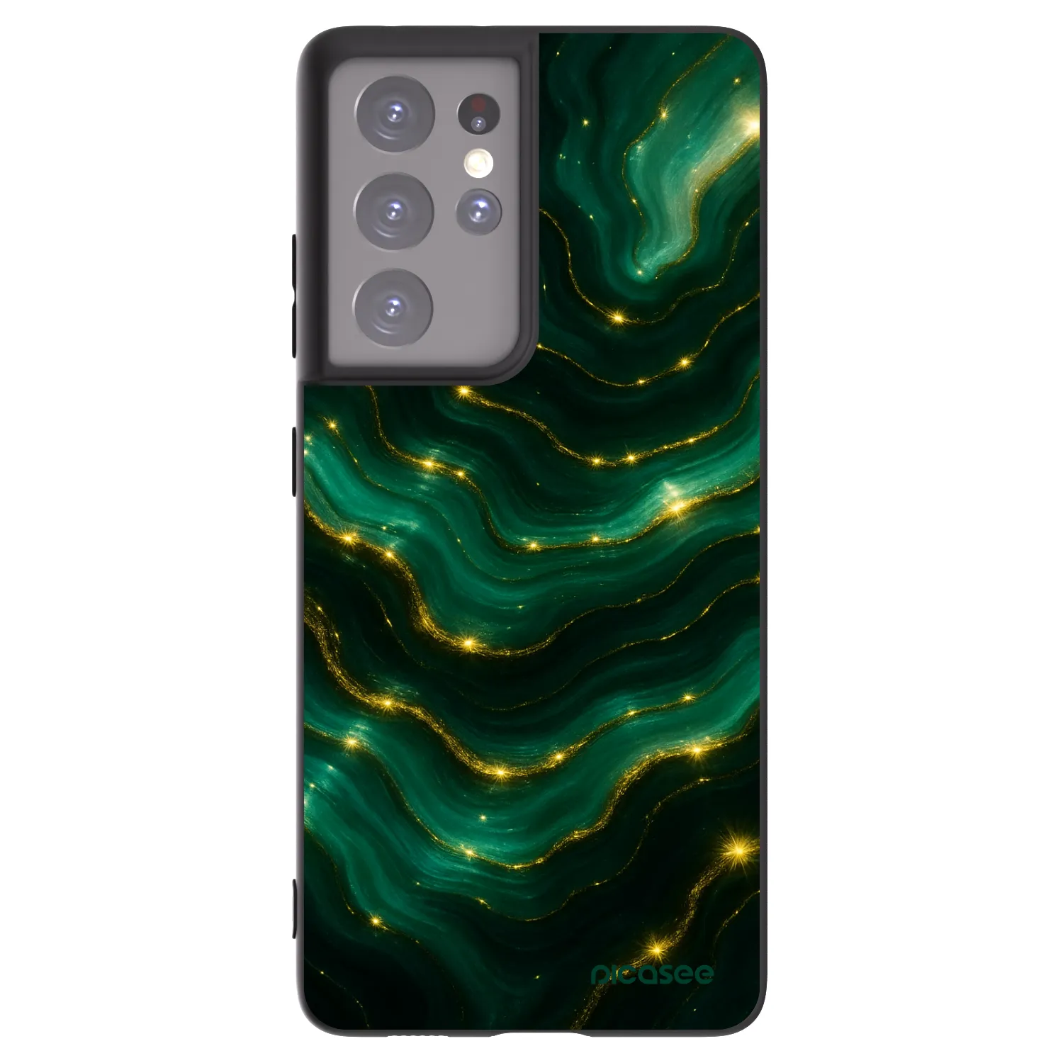 Picasee silikonový černý obal pro Samsung Galaxy S21 Ultra 5G G998B - Emerald