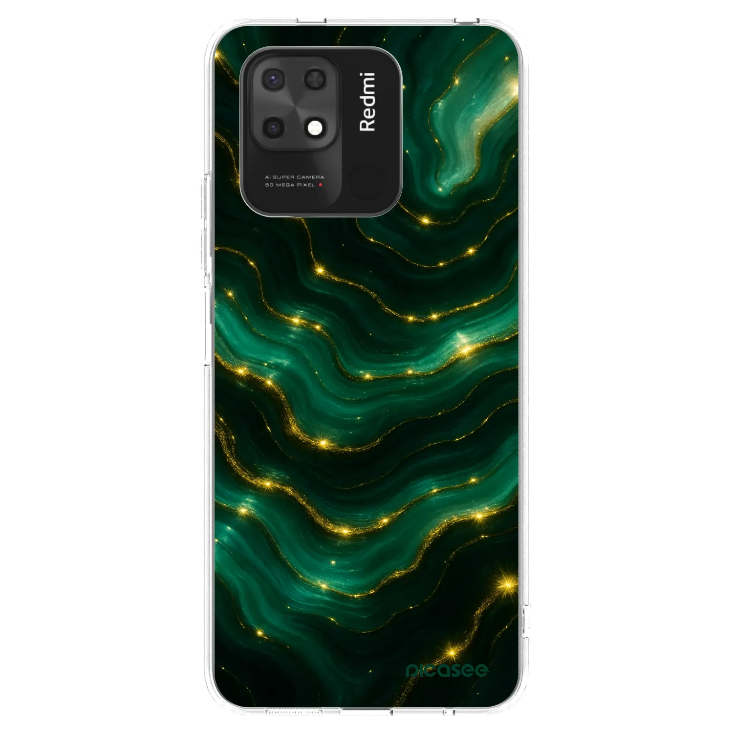 Picasee silikonový průhledný obal pro Xiaomi Redmi 10C - Emerald