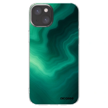 Picasee silikonový průhledný obal pro Apple iPhone 15 Plus - Malachite