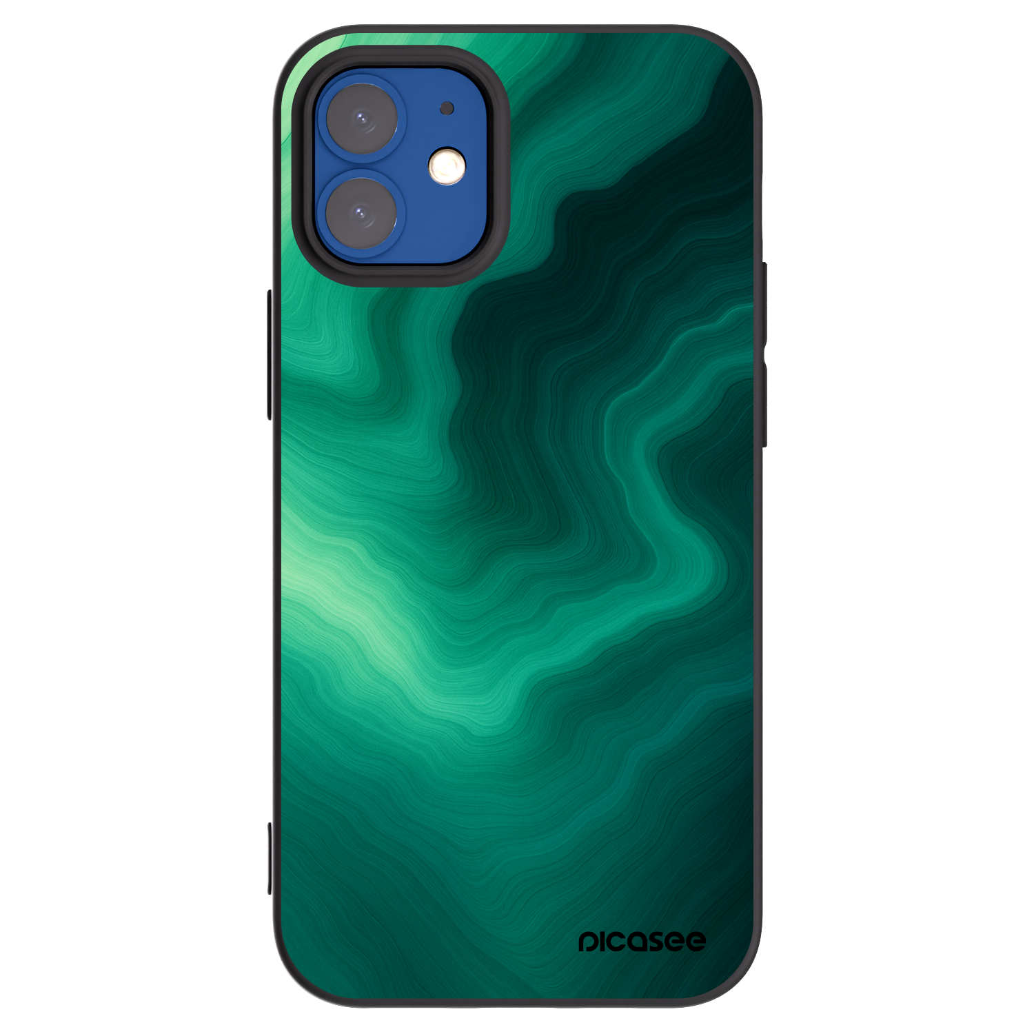 Picasee silikonový černý obal pro Apple iPhone 12 mini - Malachite