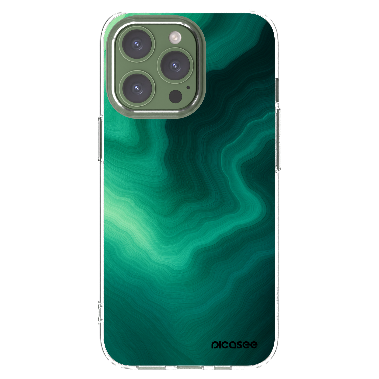 Picasee silikonový průhledný obal pro Apple iPhone 13 Pro - Malachite